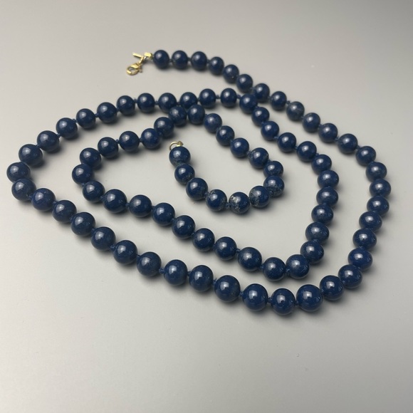 Vintage Monet Necklace Blue Bead Knotted Fashion Estate 31” - Picture 5 of 5
